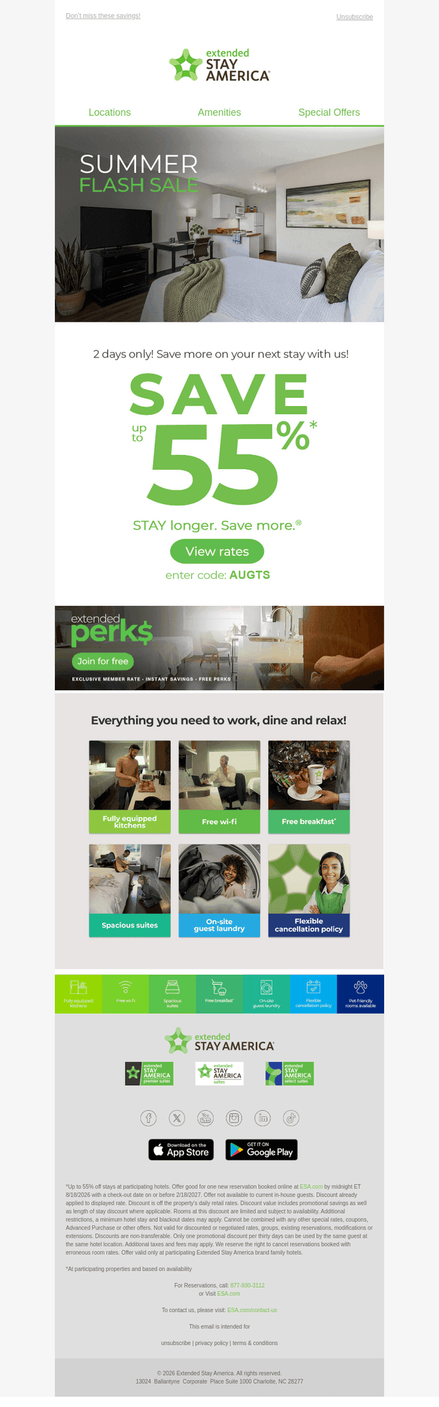 Extended Stay America email from Mon, Aug 17, 2026