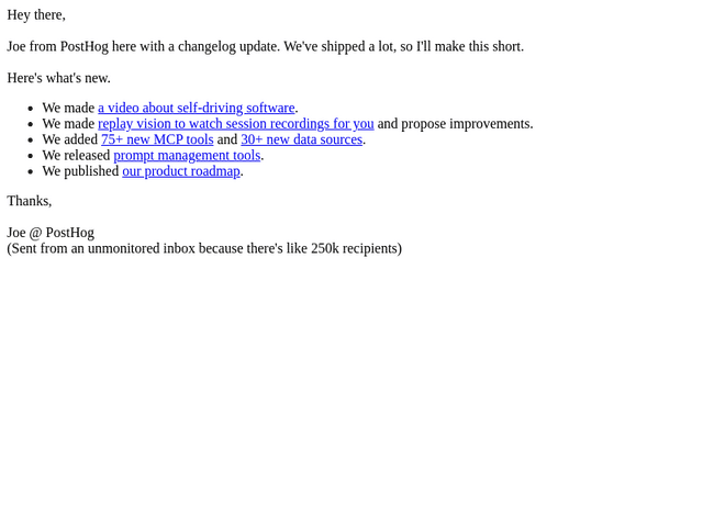 PostHog email from Mon, Aug 17, 2026