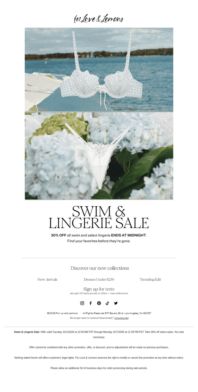 For Love & Lemons email from Mon, Aug 17, 2026