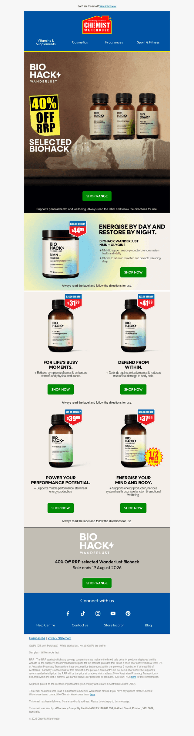 Chemist Warehouse email from Tue, Aug 18, 2026