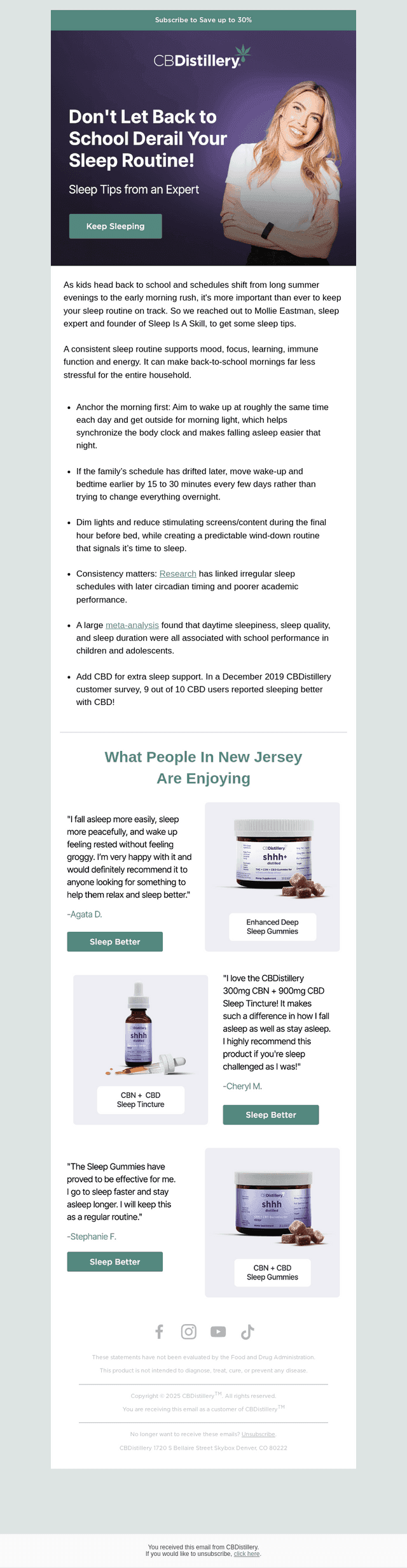 The CBDistillery email from Tue, Aug 18, 2026