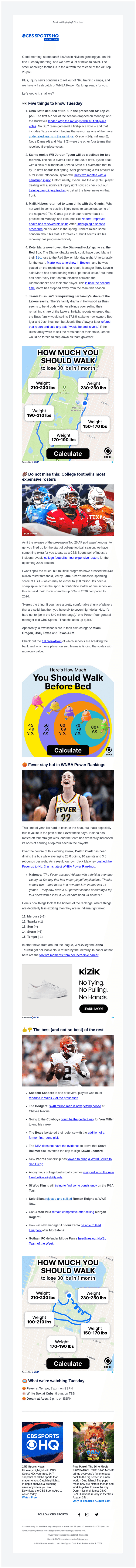 CBS email from Tue, Aug 18, 2026