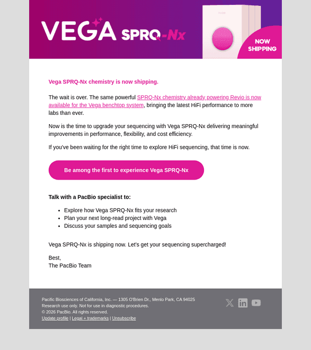 PacBio email from Tue, Aug 18, 2026