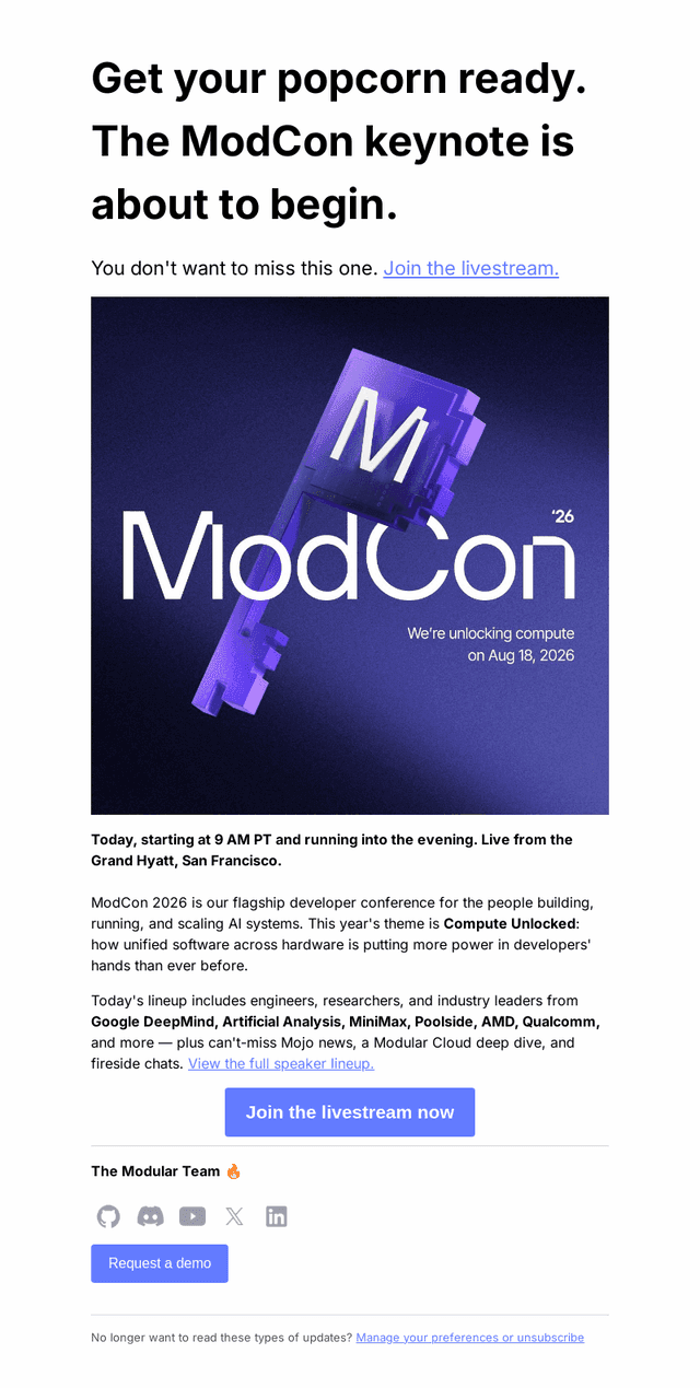 Get your popcorn ready. The ModCon keynote is about to begin!