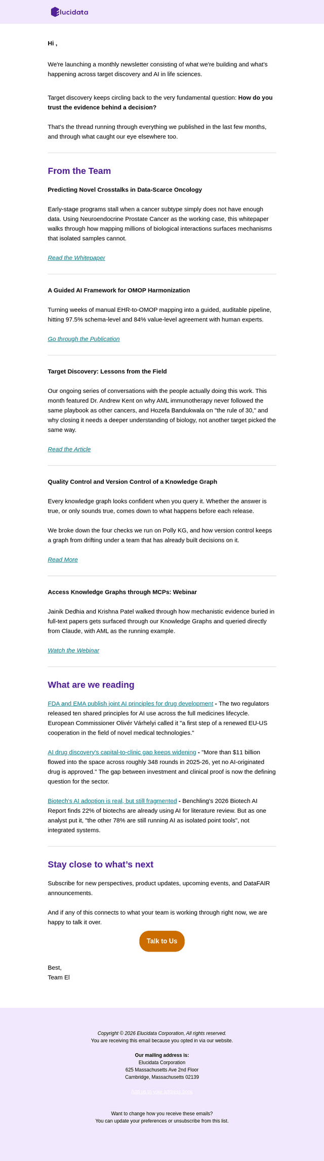 Elucidata email from Tue, Aug 18, 2026