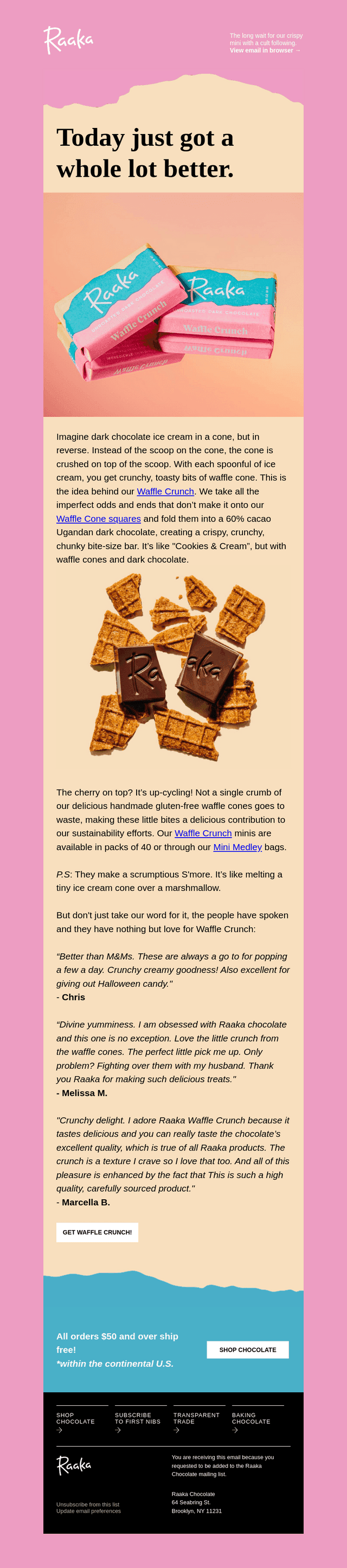 Raaka Chocolate email from Tue, Aug 18, 2026