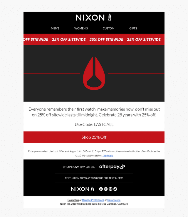 25% Off Sitewide Extended For 24 Hours