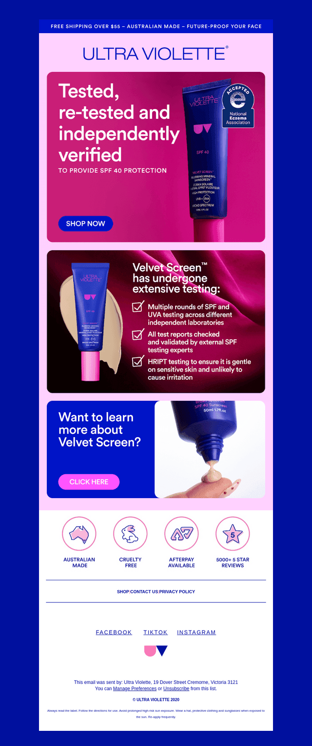 Ultra Violette email from Wed, Aug 19, 2026