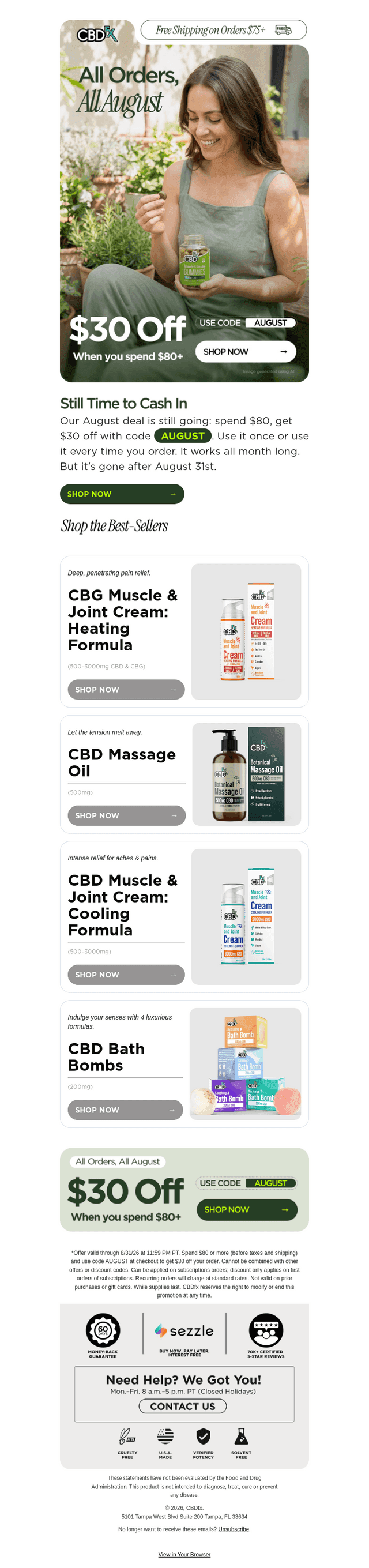 Get $30 OFF every $80 order in August 🏖️