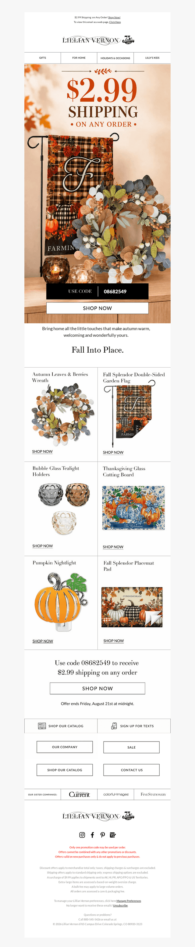 Fall for Something New—$2.99 Shipping