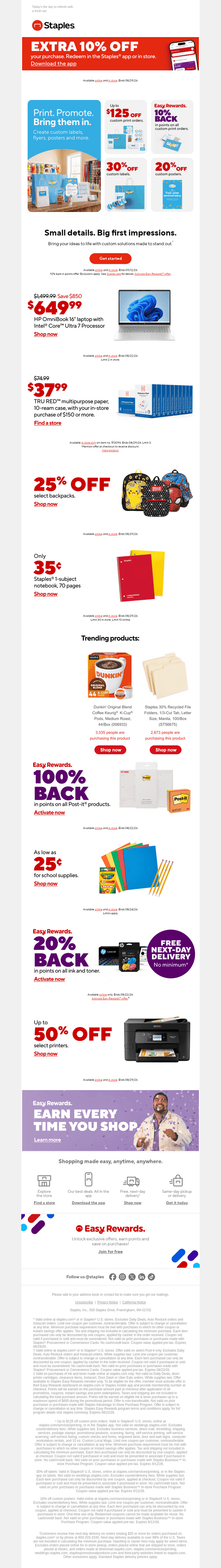 Staples email from Wed, Aug 19, 2026