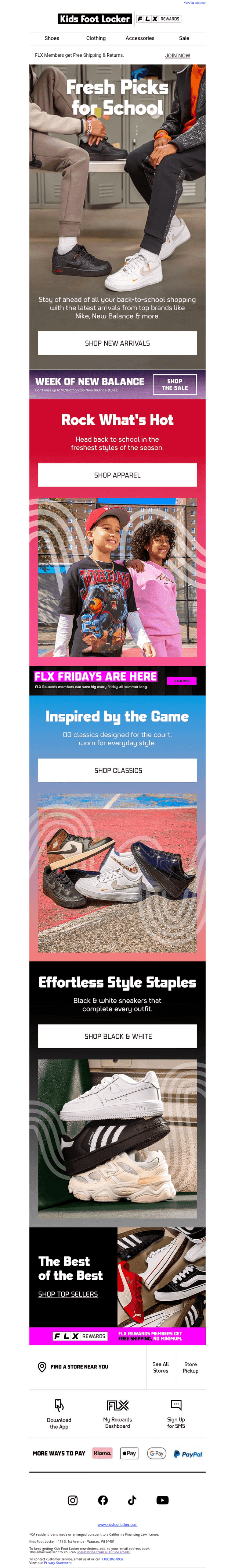 Kids Foot Locker email from Wed, Aug 19, 2026