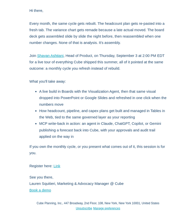 Cube email from Wed, Aug 19, 2026