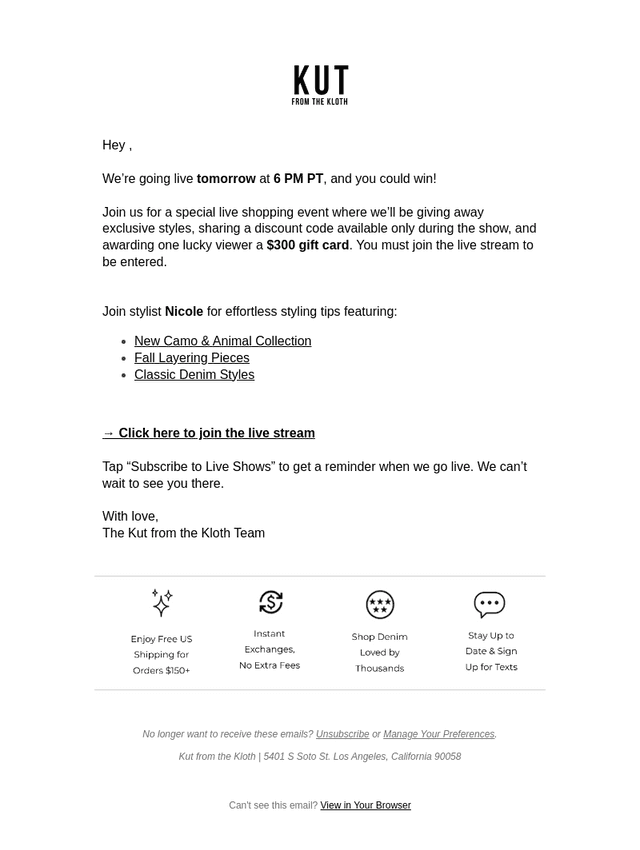 Kut from the Kloth email from Thu, Aug 20, 2026