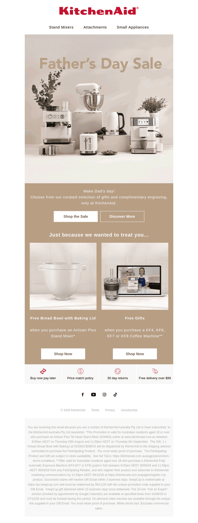 KitchenAid Australia & New Zealand email from Thu, Aug 20, 2026