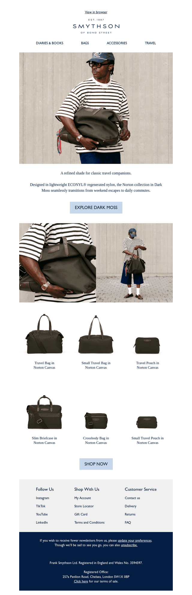 Travel light with Dark Moss