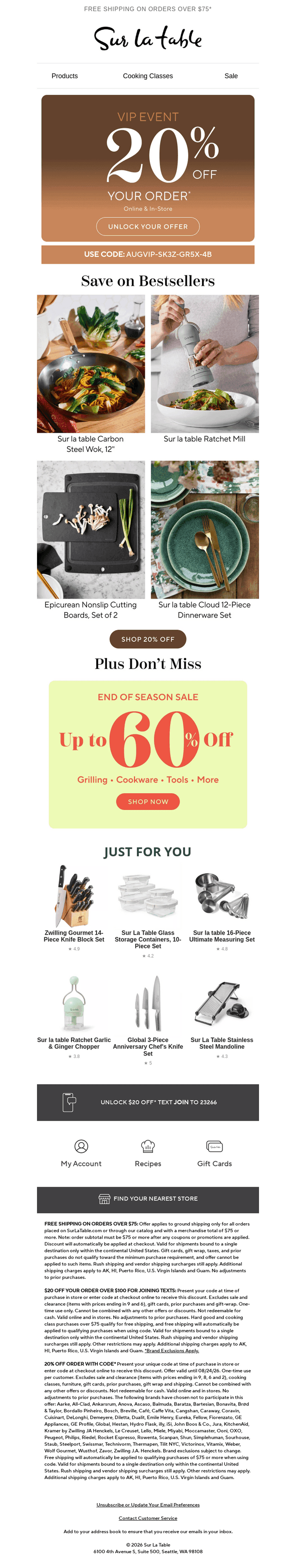 Hi, 20% off your order* starts today.