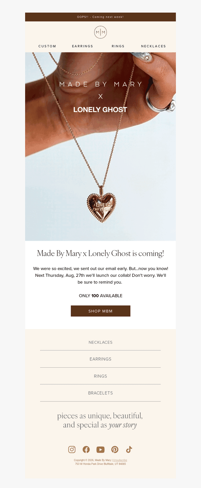 Made by Mary email from Thu, Aug 20, 2026