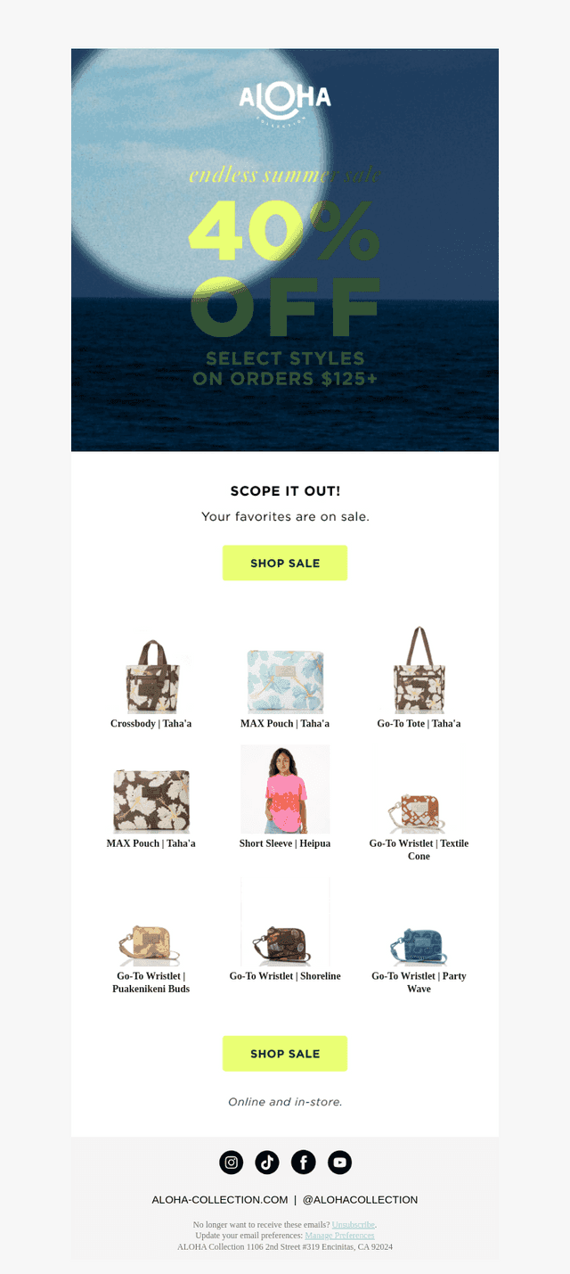 ALOHA Collection email from Thu, Aug 20, 2026