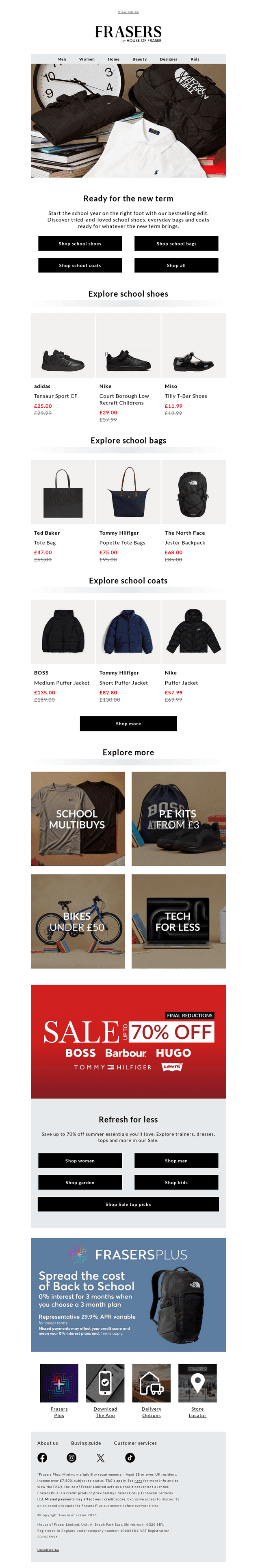 House of Fraser email from Thu, Aug 20, 2026