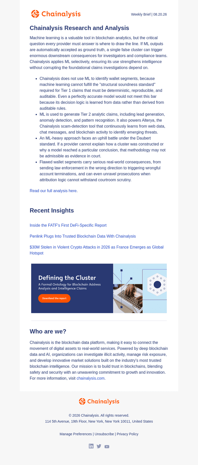 Chainalysis email from Thu, Aug 20, 2026