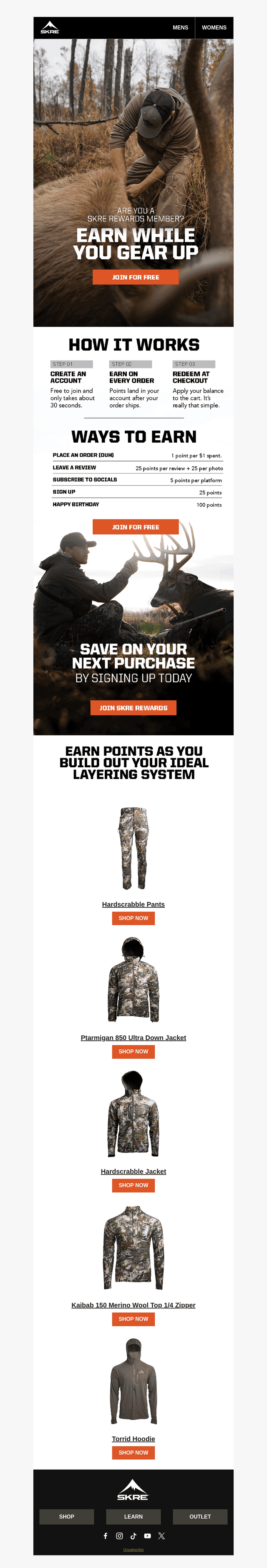 Earn Points Towards Your Next SKRE Purchase