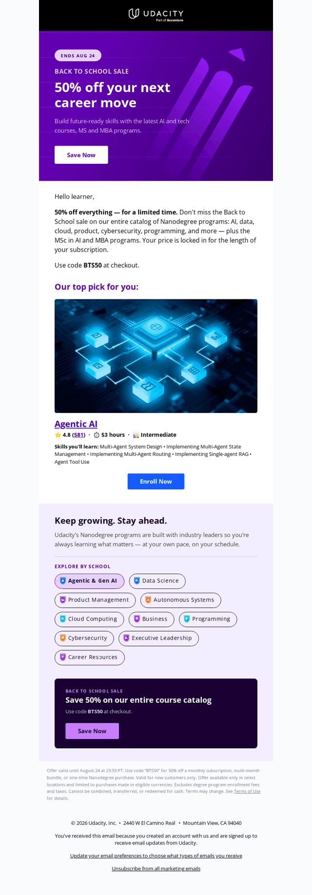 Udacity email from Thu, Aug 20, 2026