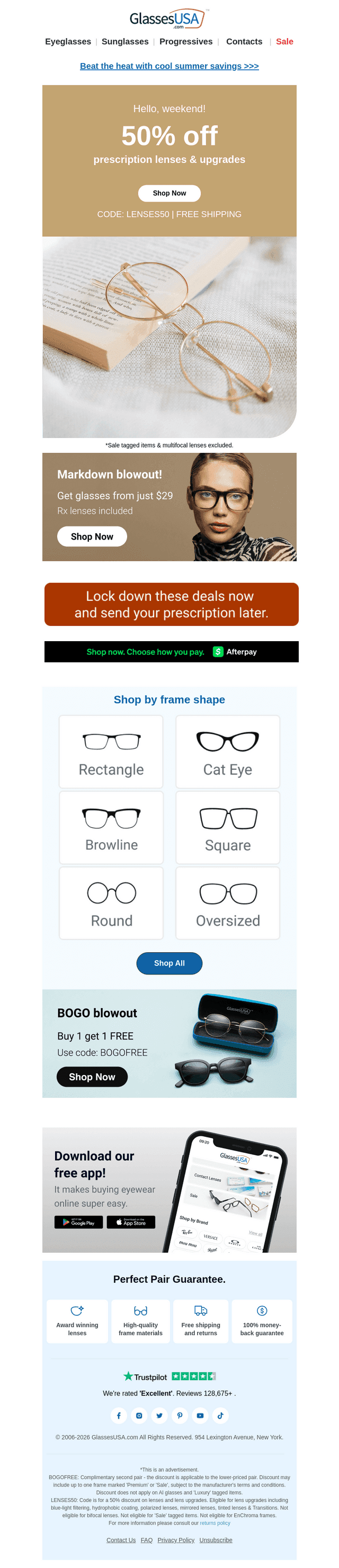 Glasses USA email from Fri, Aug 21, 2026
