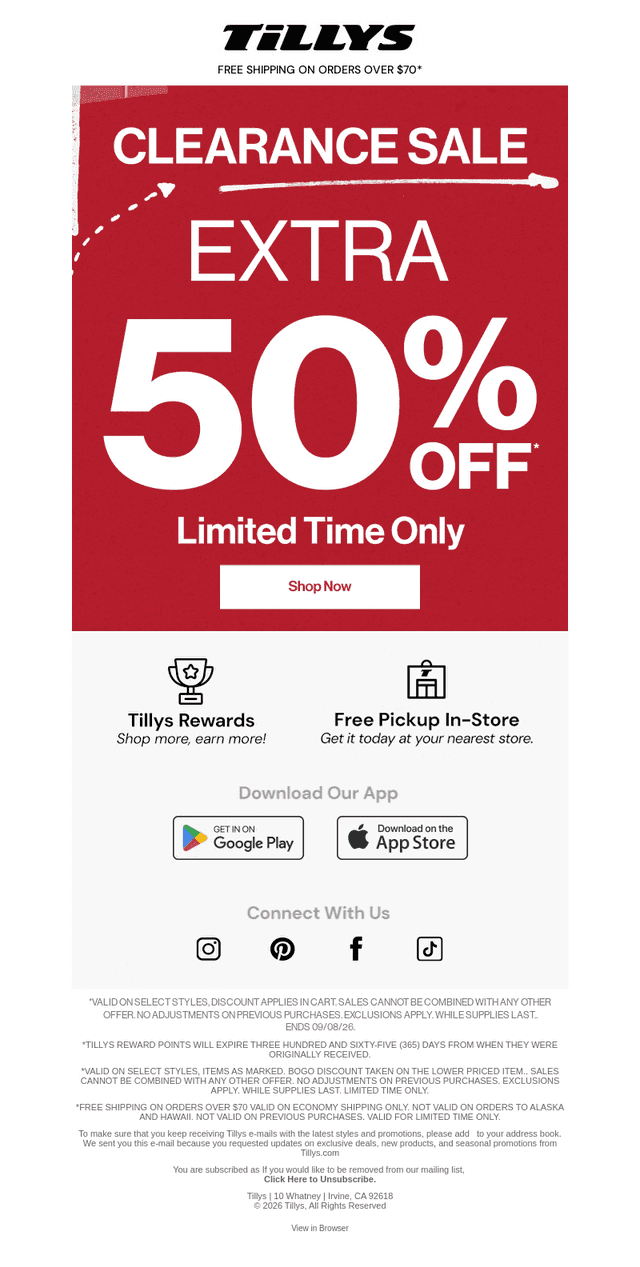 Extra 50% Off 🔥 Clearance Sale