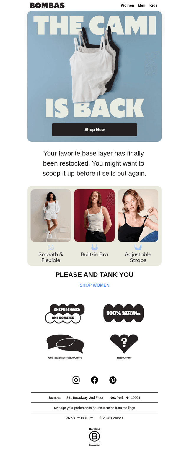 Back in Stock: Smooth, Seamless Cami