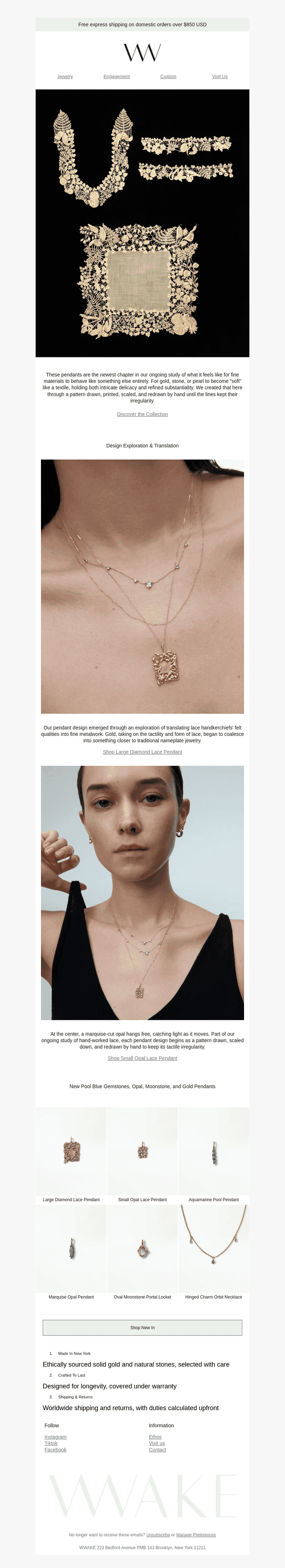 Introducing: Diamond and Opal Lace Pendants