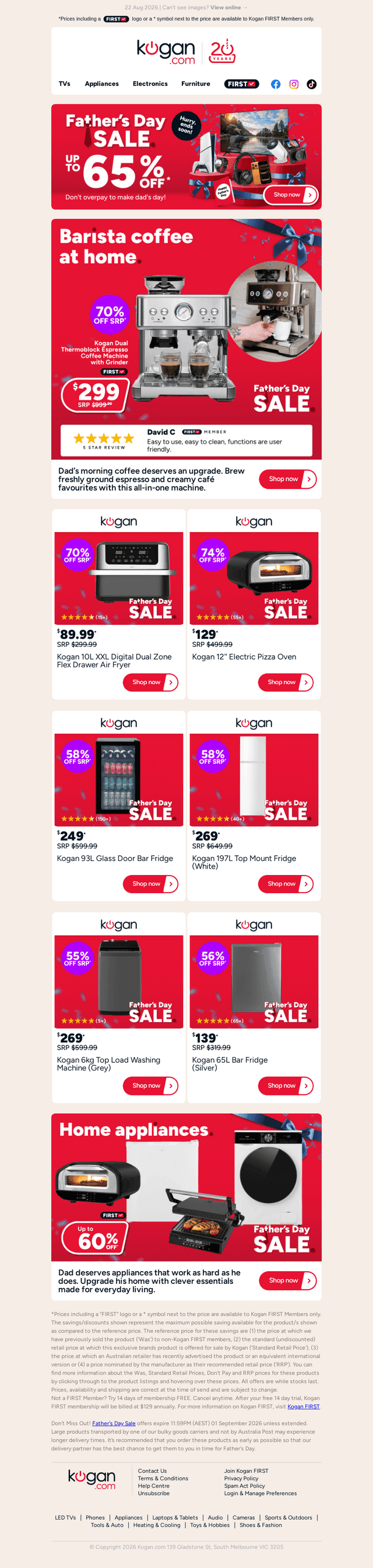 Kogan.com email from Sat, Aug 22, 2026