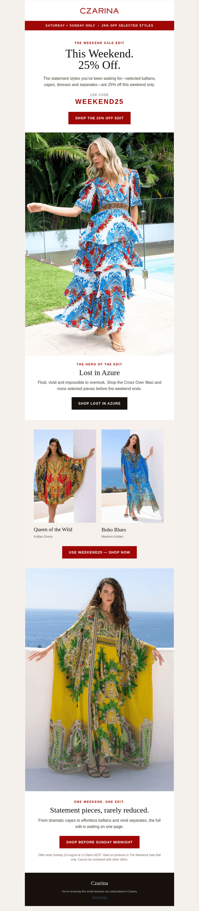 Weekend Only: 25% Off Selected Styles