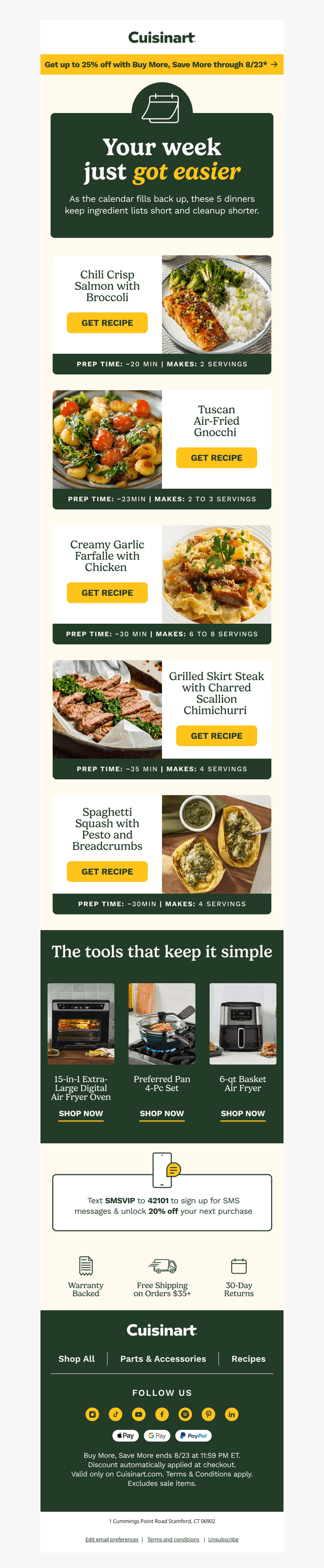 5 easy dinners for the week ahead