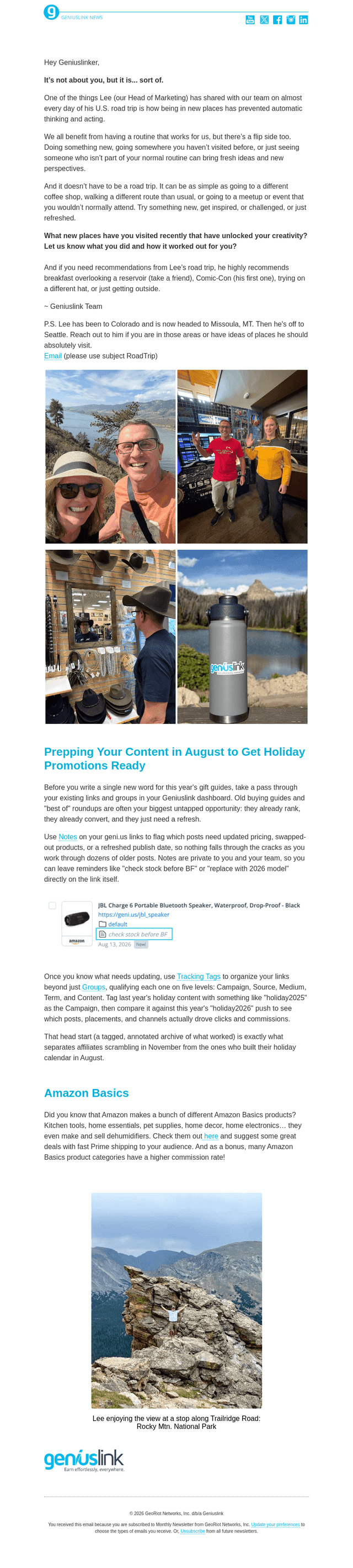 Geniuslink email from Sat, Aug 22, 2026