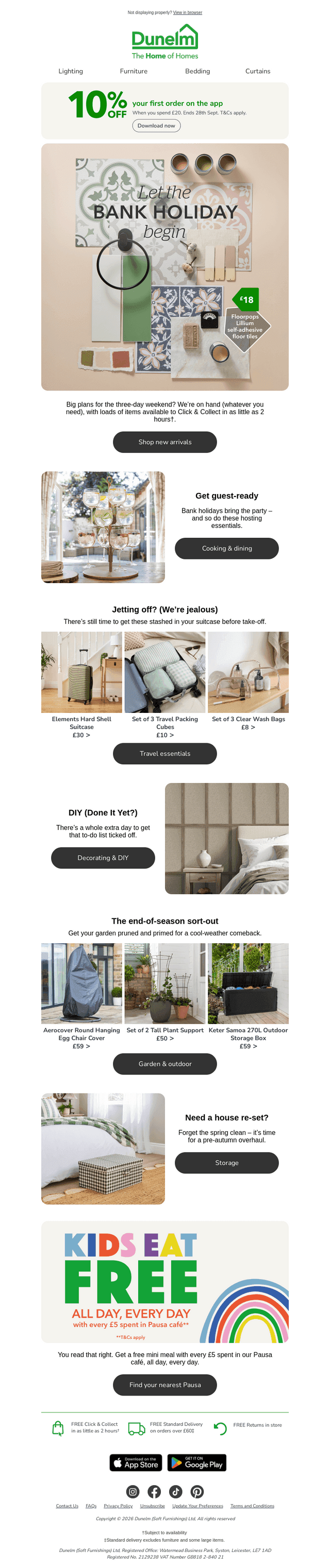 Dunelm email from Sat, Aug 22, 2026