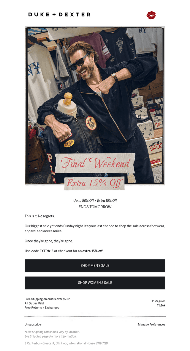 Last Chance For An Extra 15% Off