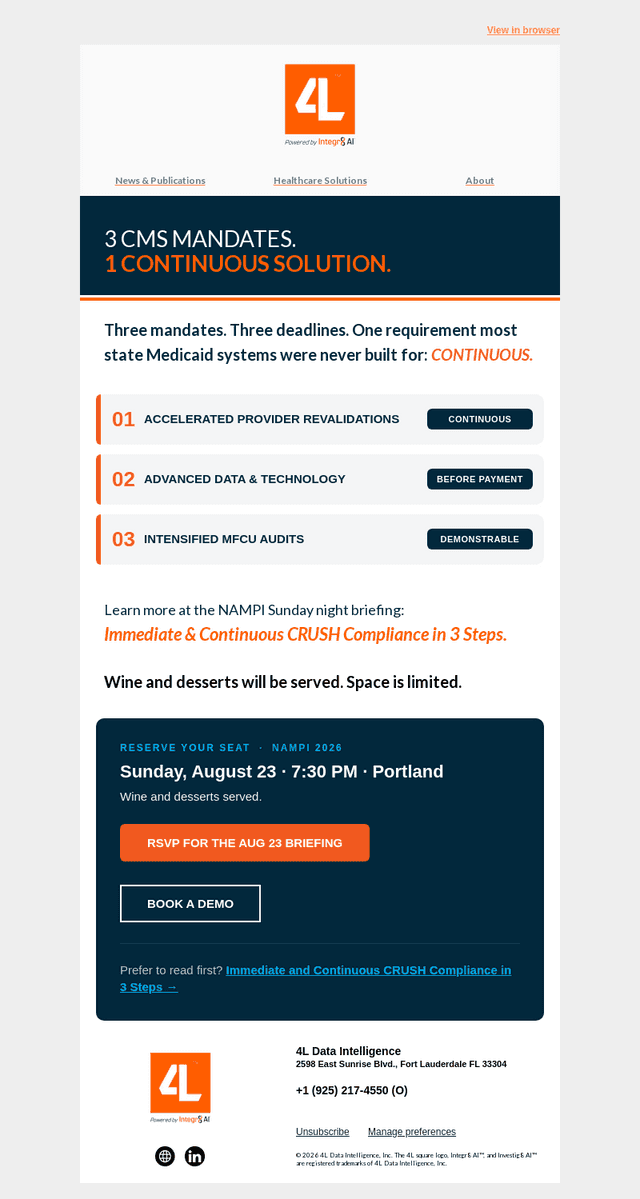 4L Data Intelligence email from Sat, Aug 22, 2026