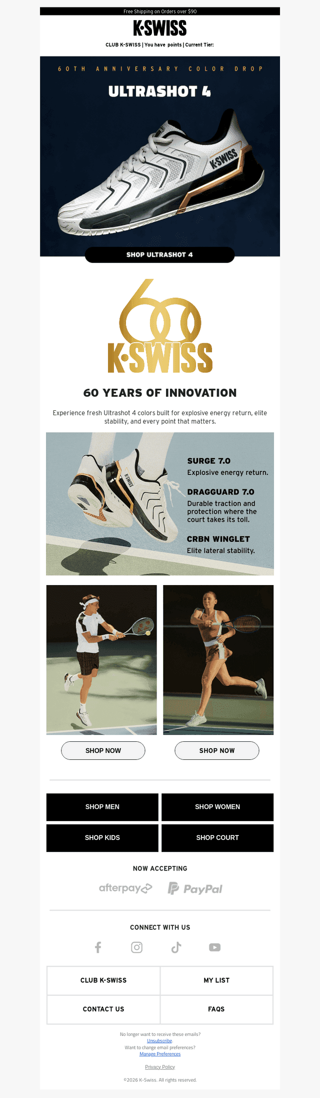 K-Swiss email from Sat, Aug 22, 2026