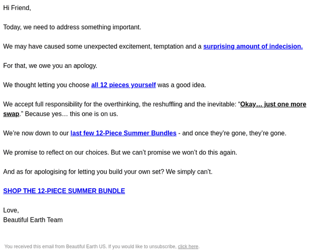 Beautiful Earth Boutique email from Sat, Aug 22, 2026