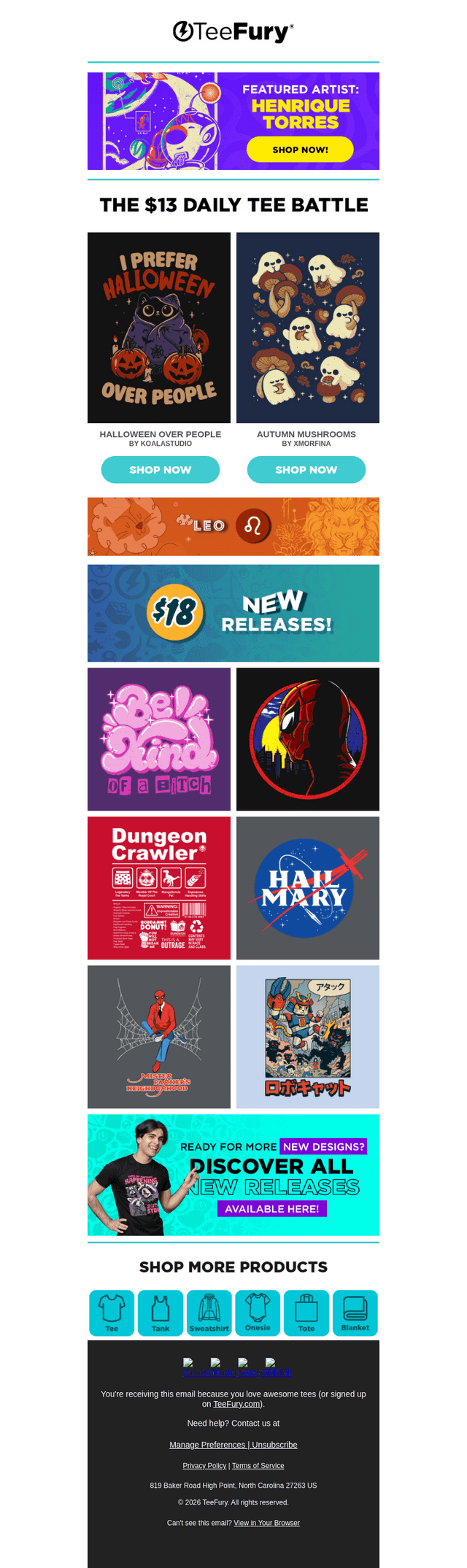 TeeFury email from Sun, Aug 23, 2026