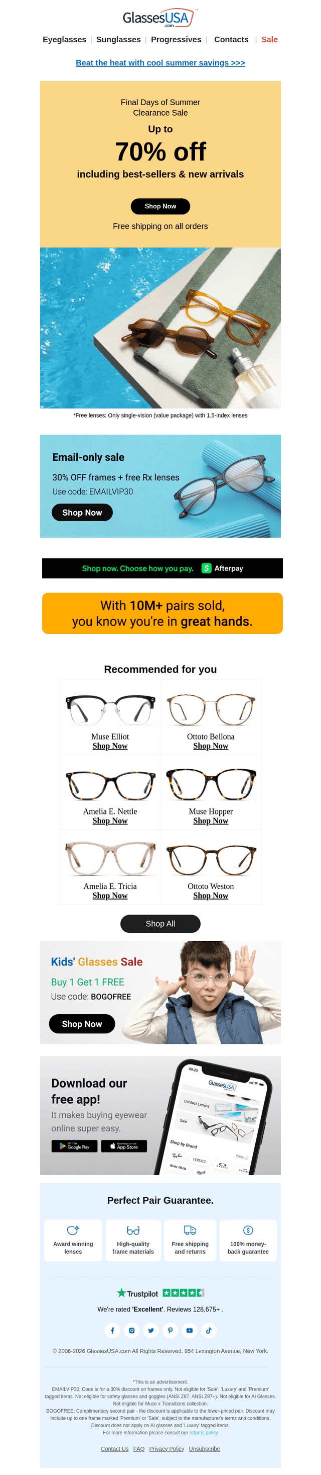 Glasses USA email from Sun, Aug 23, 2026