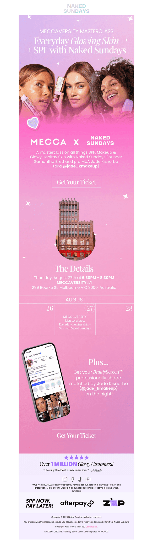 Naked Sundays AUS email from Mon, Aug 24, 2026