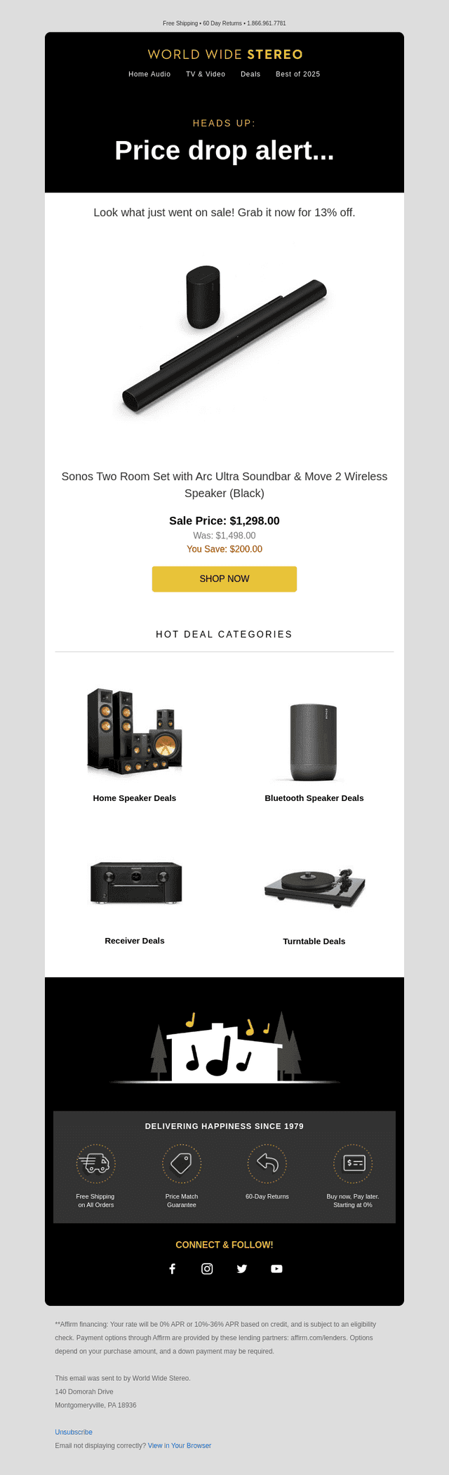 World Wide Stereo email from Mon, Aug 24, 2026