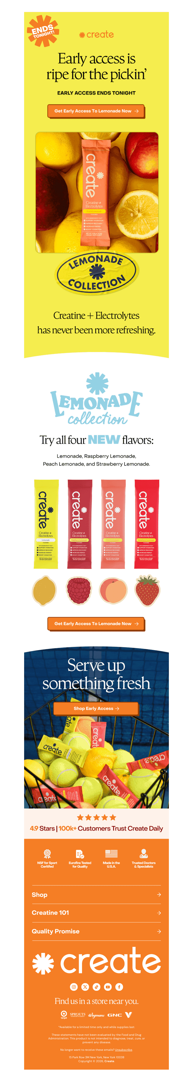 Early access ENDS TONIGHT: 4 new Lemonade flavors! 🍋