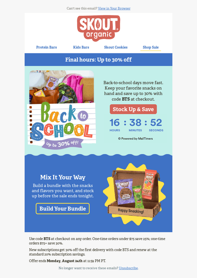 Skout Organic email from Mon, Aug 24, 2026