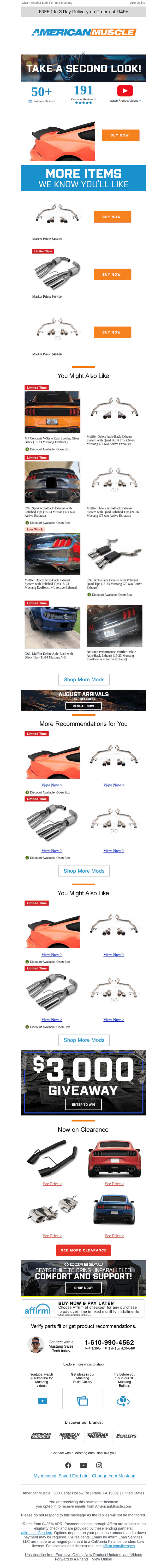 AmericanMuscle.com email from Mon, Aug 24, 2026