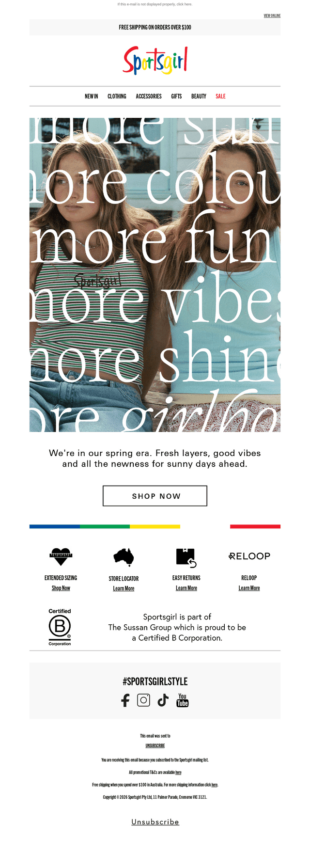 Sportsgirl email from Tue, Aug 25, 2026