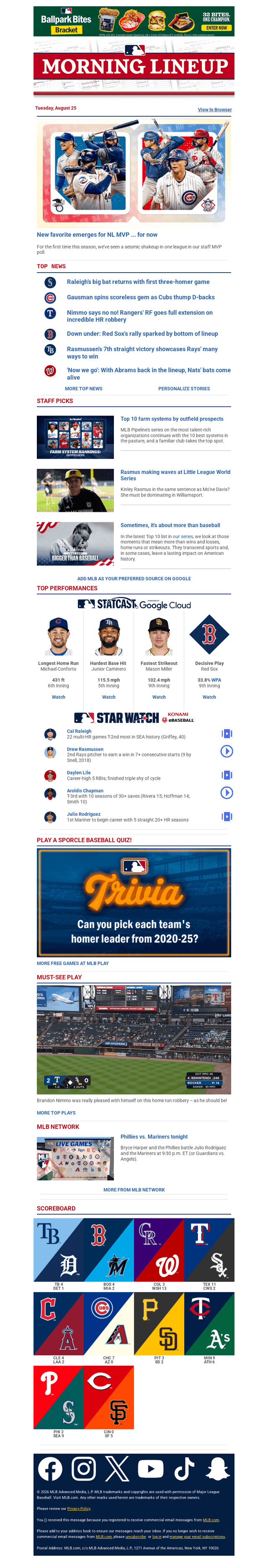 MLB email from Tue, Aug 25, 2026