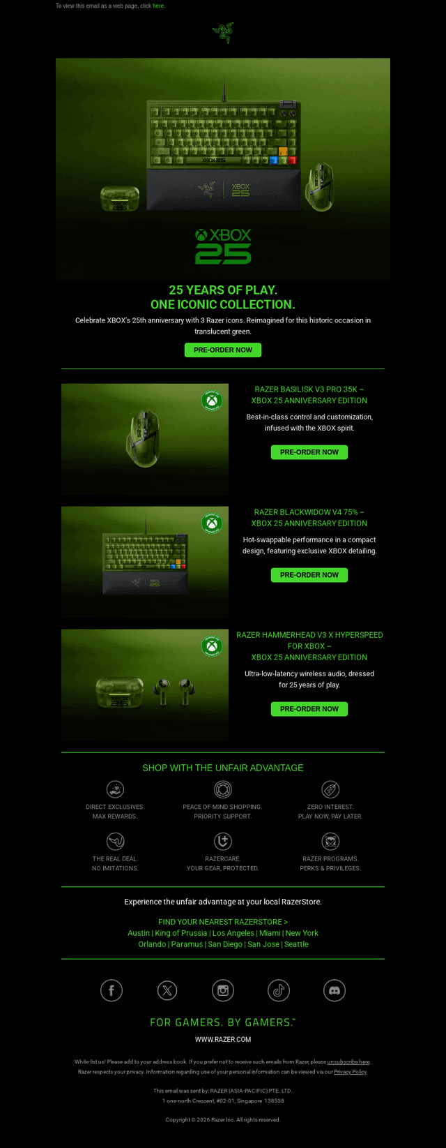 Razer XBOX 25 Collection: Pre-Order Now